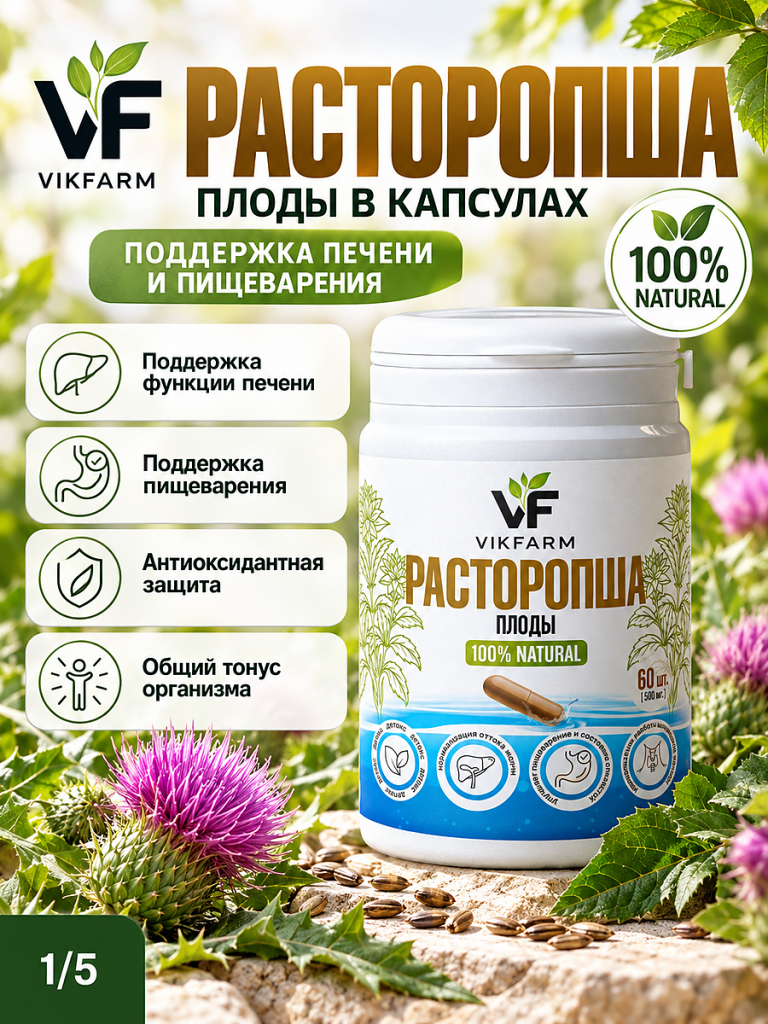 Расторопша, 60 капсул
