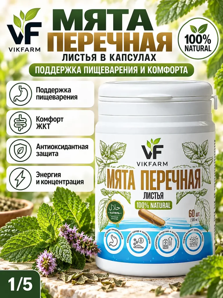 Мята перечная VikFarm, 60 капсул — изображение 1 из 5